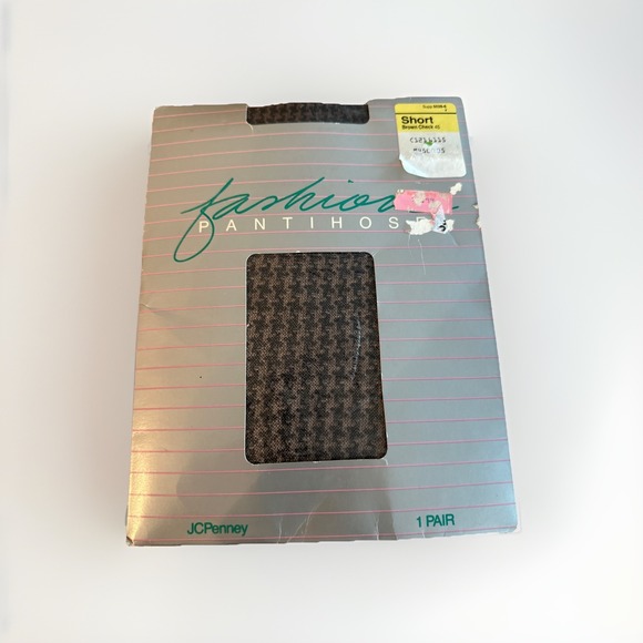 jcpenney Pants - Fashion Pantyhose JCPenney NOS Brown Check Short Size